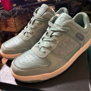 NIB Coach Aquamarine Leather , Signature Printed Sneakers,!size 9.5D
